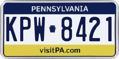 PA license plate KPW8421