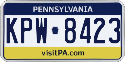 PA license plate KPW8423