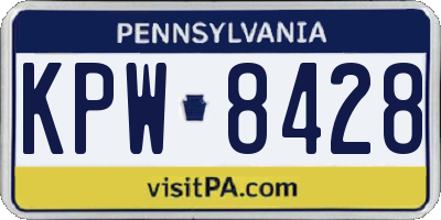 PA license plate KPW8428