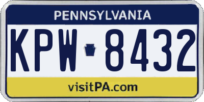 PA license plate KPW8432