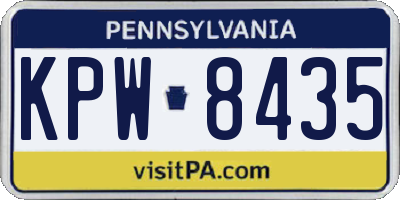 PA license plate KPW8435