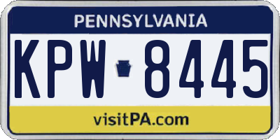 PA license plate KPW8445