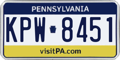 PA license plate KPW8451