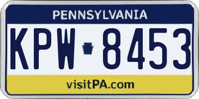 PA license plate KPW8453