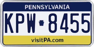 PA license plate KPW8455
