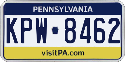 PA license plate KPW8462