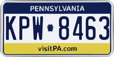 PA license plate KPW8463