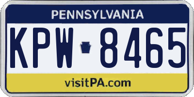 PA license plate KPW8465