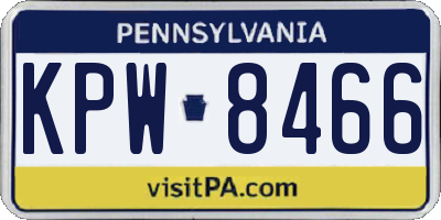 PA license plate KPW8466