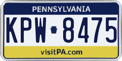 PA license plate KPW8475