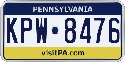 PA license plate KPW8476