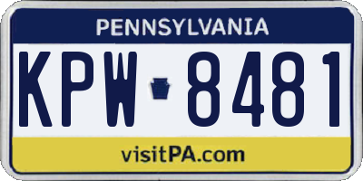 PA license plate KPW8481