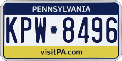 PA license plate KPW8496
