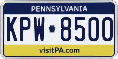PA license plate KPW8500