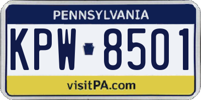 PA license plate KPW8501