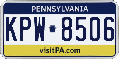 PA license plate KPW8506