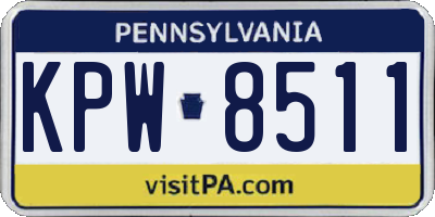 PA license plate KPW8511