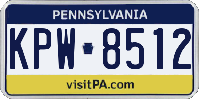 PA license plate KPW8512