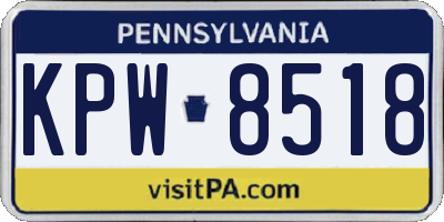 PA license plate KPW8518