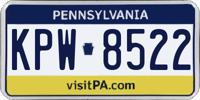 PA license plate KPW8522