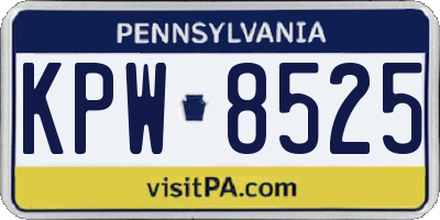PA license plate KPW8525