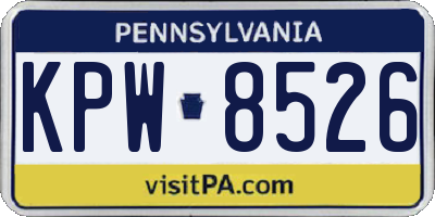 PA license plate KPW8526