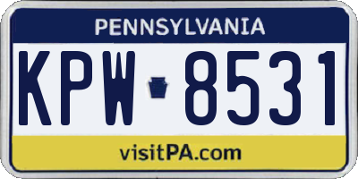 PA license plate KPW8531