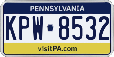 PA license plate KPW8532