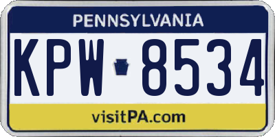 PA license plate KPW8534