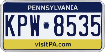 PA license plate KPW8535
