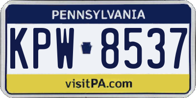 PA license plate KPW8537