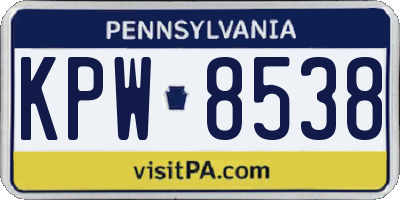 PA license plate KPW8538
