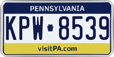 PA license plate KPW8539