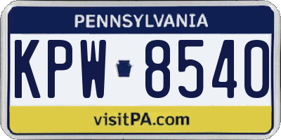 PA license plate KPW8540
