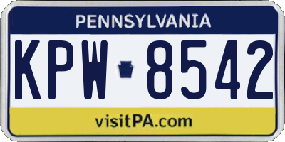 PA license plate KPW8542