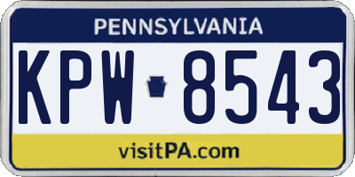 PA license plate KPW8543