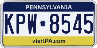 PA license plate KPW8545