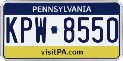 PA license plate KPW8550