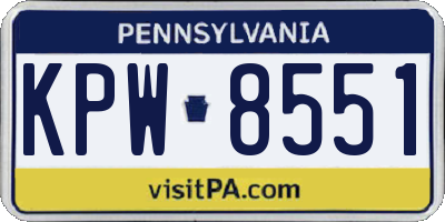 PA license plate KPW8551