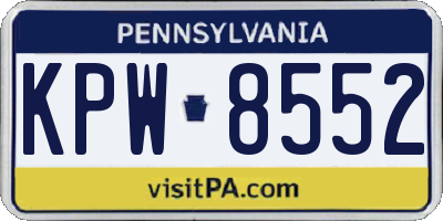 PA license plate KPW8552