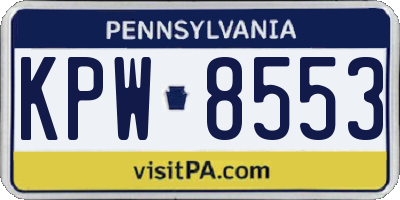 PA license plate KPW8553