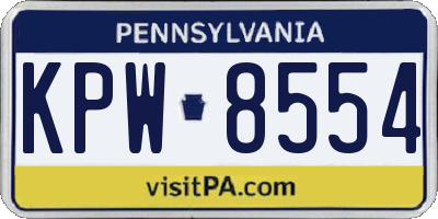 PA license plate KPW8554