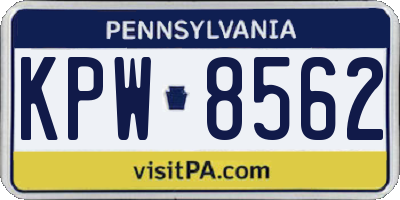 PA license plate KPW8562
