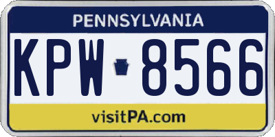 PA license plate KPW8566