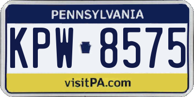 PA license plate KPW8575