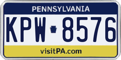 PA license plate KPW8576
