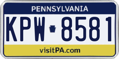 PA license plate KPW8581