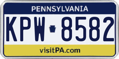 PA license plate KPW8582