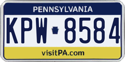 PA license plate KPW8584