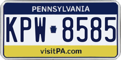 PA license plate KPW8585